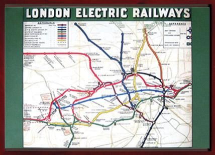 《カバリーニ世界地図》Cavallini map London railwaymap(ロンドン・鉄道)
