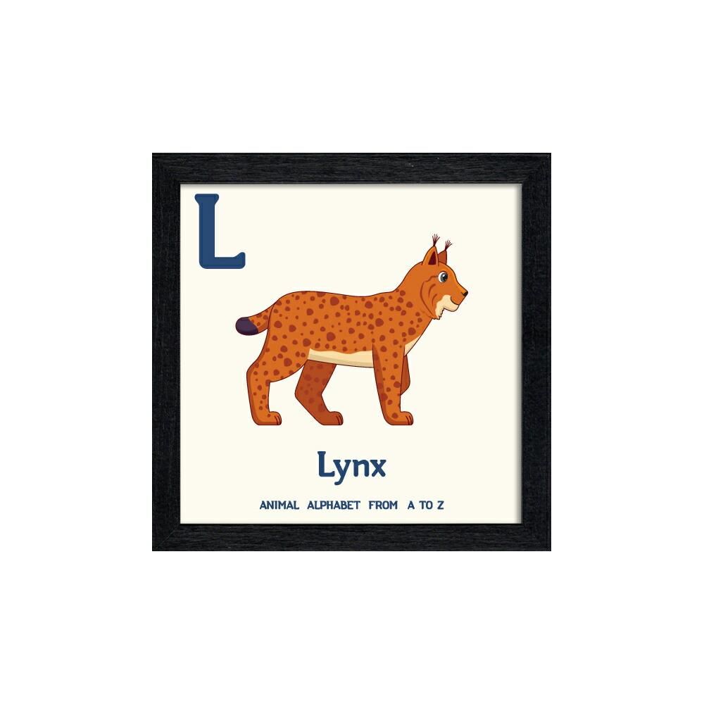 絵画 アニマルアルファベット Lynx(オオヤマネコ)