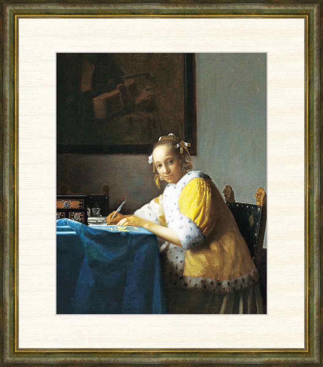 商品実物の写真です【模写】フェルメール 『手紙を書く女』 本物の油絵 
