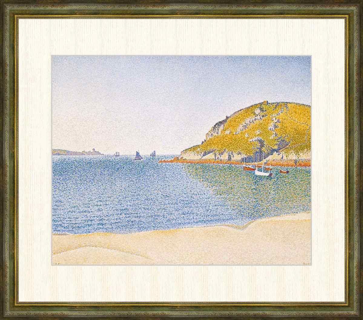 名画 油絵 サント=カスト港 ポール・ヴィクトール・ジュール・シニャック 手彩仕上 高精細巧芸画/インテリア 額入り アート リビング プレゼント アートフレーム おしゃれ 飾る 5L
