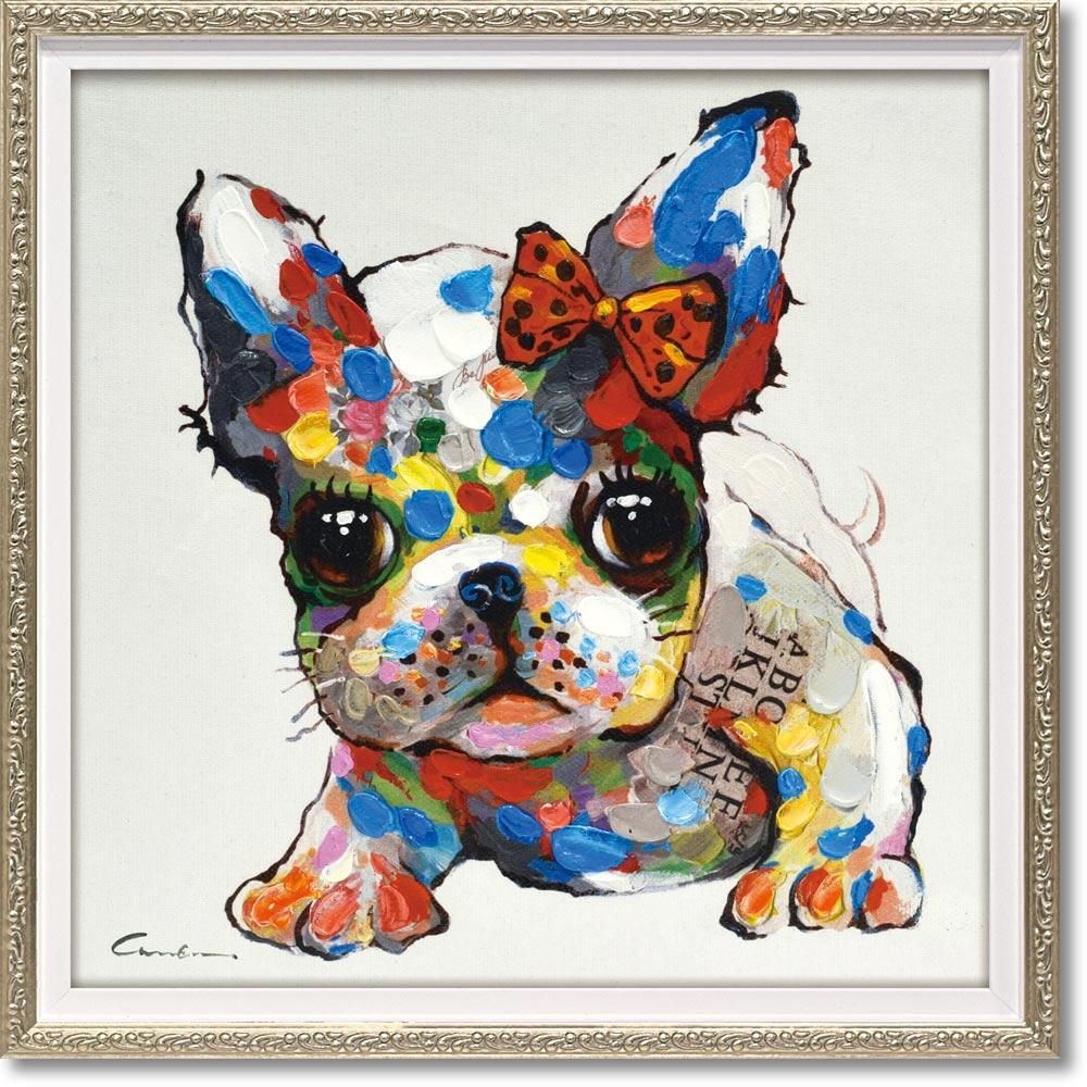 絵画 オイル ペイント アート「ベビードッグ(Sサイズ)」