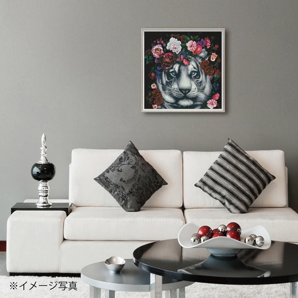 絵画 オイル ペイント アート「フラワー タイガー(Mサイズ