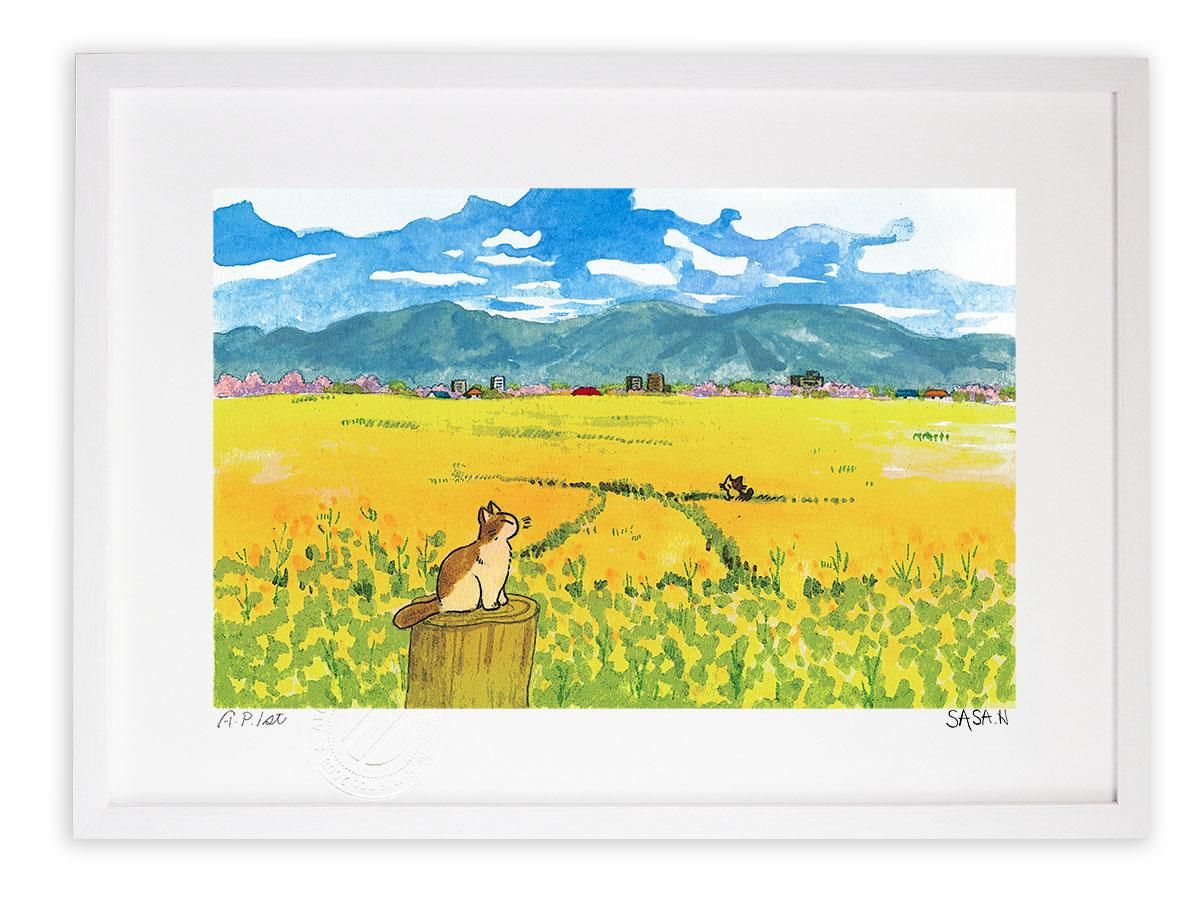 山 A4サイズ 絵画 自作絵画 イラスト画 - 絵画