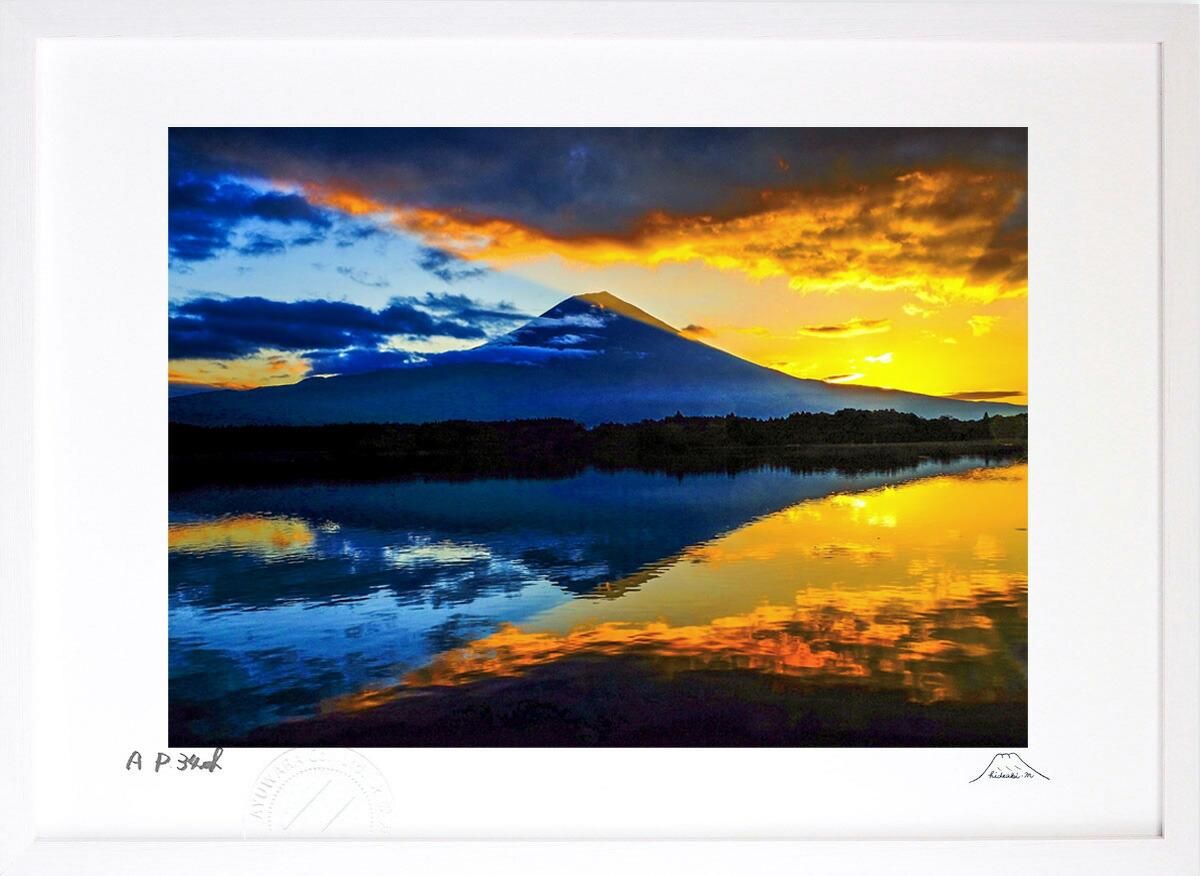 版画 絵画 富士山 2IN1 インテリア 壁掛け 額入り 風景画 油絵 ポスター リビング 玄関 プレゼント モダン アートフレーム おしゃれ