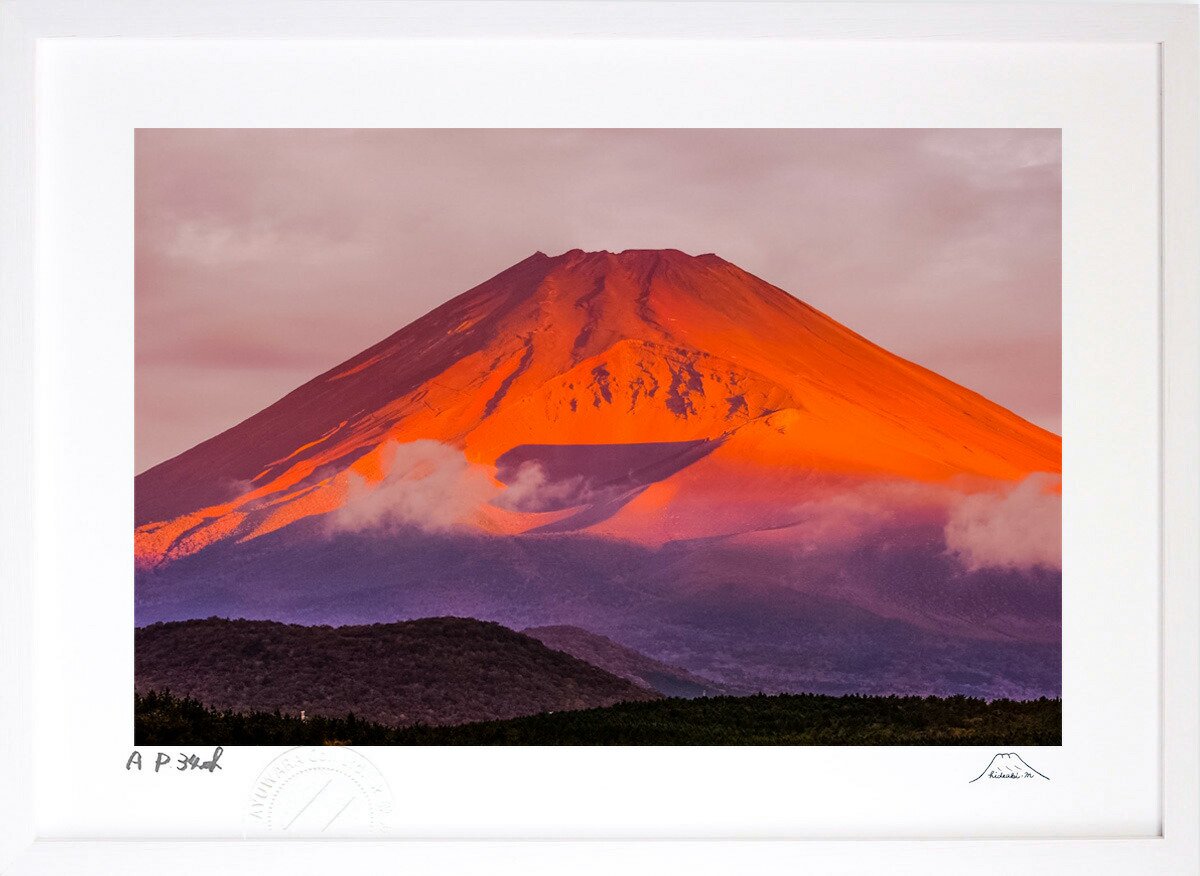 版画 絵画 富士山 赤富士 インテリア 壁掛け 額入り 風景画 油絵