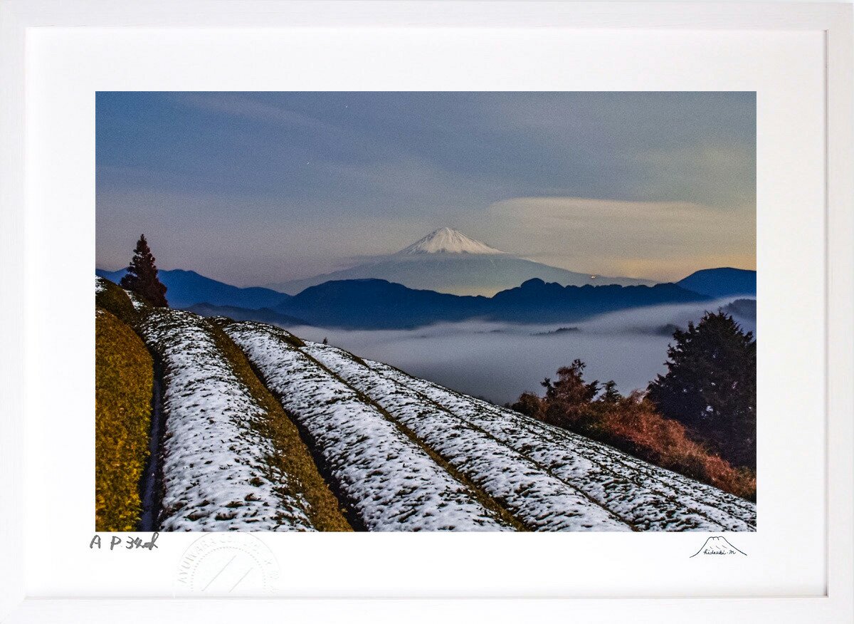 版画 絵画 富士山 雪の朝 インテリア 壁掛け 額入り 風景画 油絵