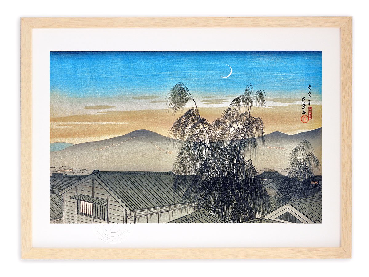 版画 絵画 名画 日本画 神戸之宵月 橋口五葉 インテリア 壁掛け 額入り アート モダン アートフレーム おしゃれ -  絵画や壁掛け販売｜日本唯一の風景専門店(R)あゆわら