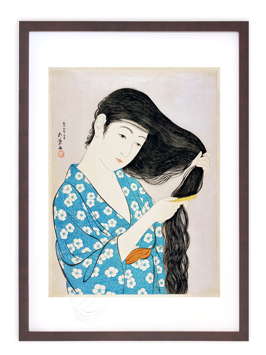 版画 絵画 名画 日本画 髪梳ける女 橋口五葉 インテリア 壁掛け 額入り アート モダン アートフレーム おしゃれ -  絵画や壁掛け販売｜日本唯一の風景専門店(R)あゆわら