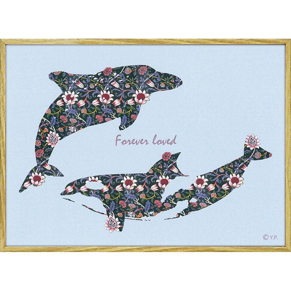 絵画 アニマルシルエット アート ドルフィン&キラーホエールM