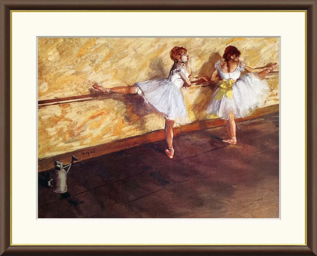 10年保証 絵画 版画 バーで練習する踊り子たち エドガー・ドガ 手彩仕上 高精細巧芸画 F4 インテリア 額入り アート リビング プレゼント アートフレーム おしゃれ 飾る