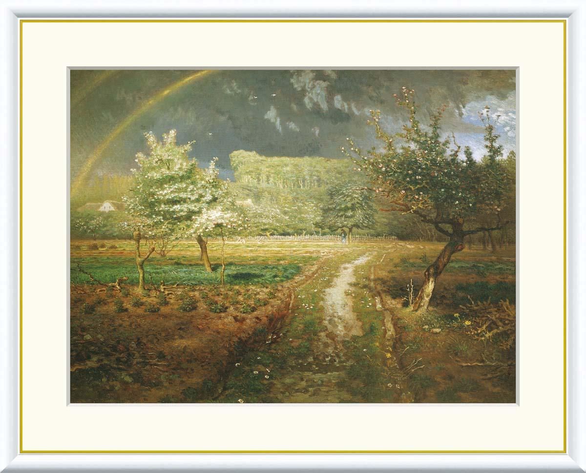 10年保証 絵画 版画 春 ジャン=フランソワ・ミレー 手彩仕上 高精細巧芸画 F6 インテリア 額入り アート リビング プレゼント アートフレーム おしゃれ 飾る