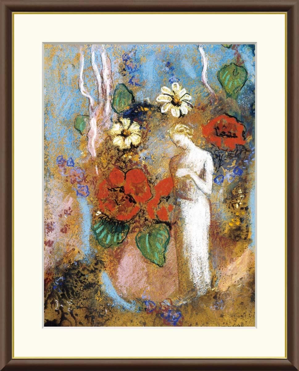 10年保証 絵画 版画 パンドラ オディロン・ルドン 手彩仕上 高精細巧芸画 F6 インテリア 額入り アート リビング プレゼント アートフレーム おしゃれ 飾る
