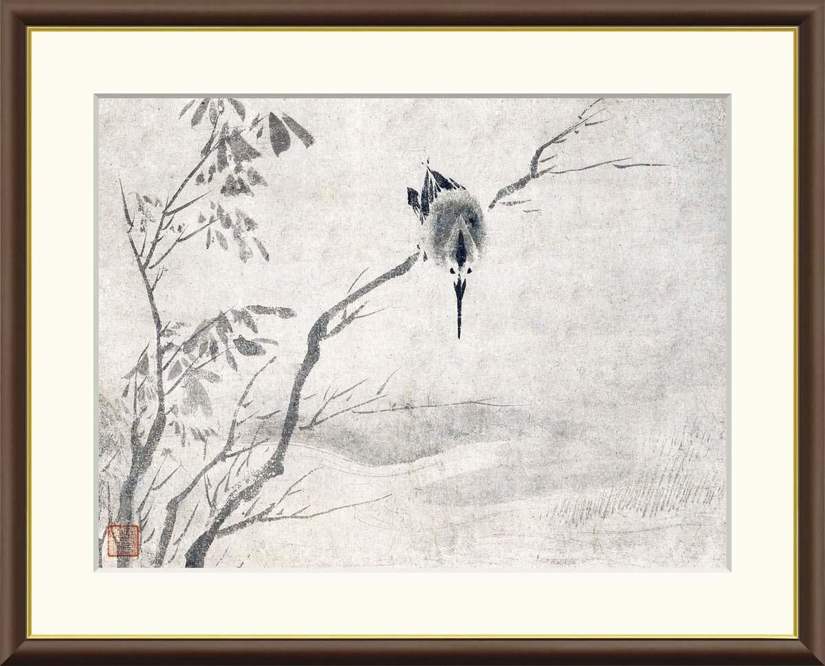 10年保証 絵画 版画 翡翠図 雪舟 手彩仕上 高精細巧芸画 F8 インテリア 額入り アート リビング プレゼント アートフレーム おしゃれ 飾る