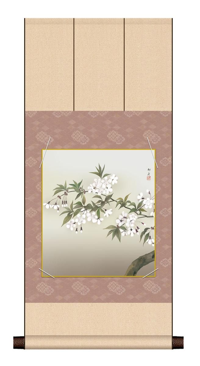 10年保証 八坂緞子色紙掛けセット 夜桜 速水御舟 コンパクト 化粧箱収納 モダン 掛軸 床の間 和室 おしゃれ 壁掛け 絵