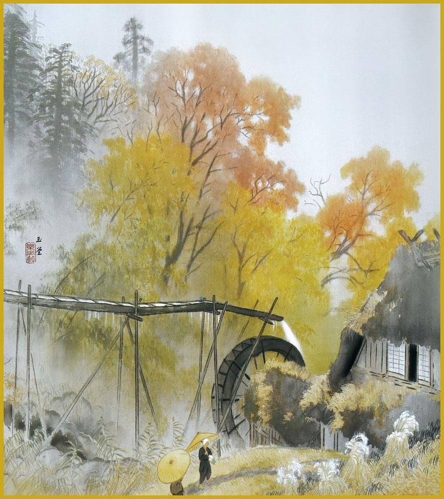 色紙 色紙掛けなし 色紙絵 和風 彩雨 川合玉堂 モダン 掛軸 床の間 和室 おしゃれ 壁掛け 絵