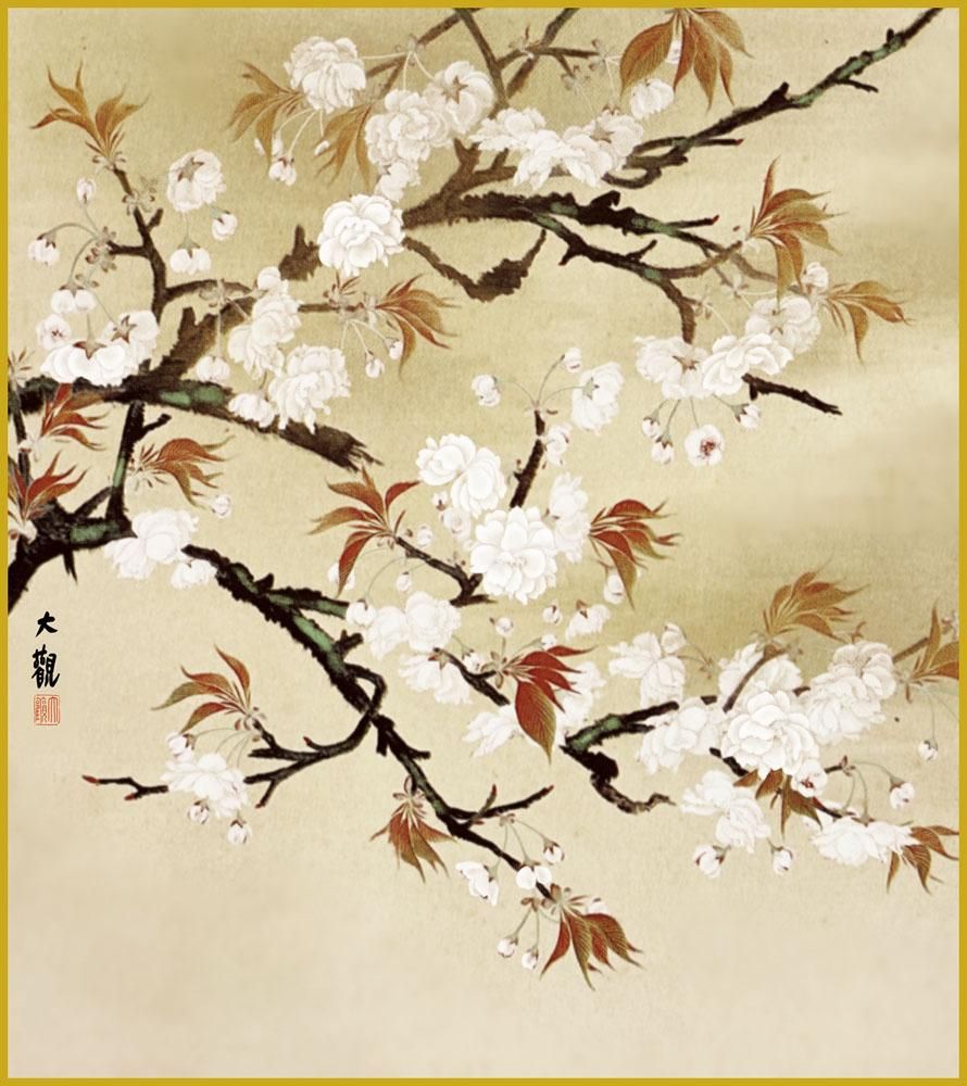 色紙 色紙掛けなし 色紙絵 和風 桜 横山大観 モダン 掛軸 床の間 和室 おしゃれ 壁掛け 絵