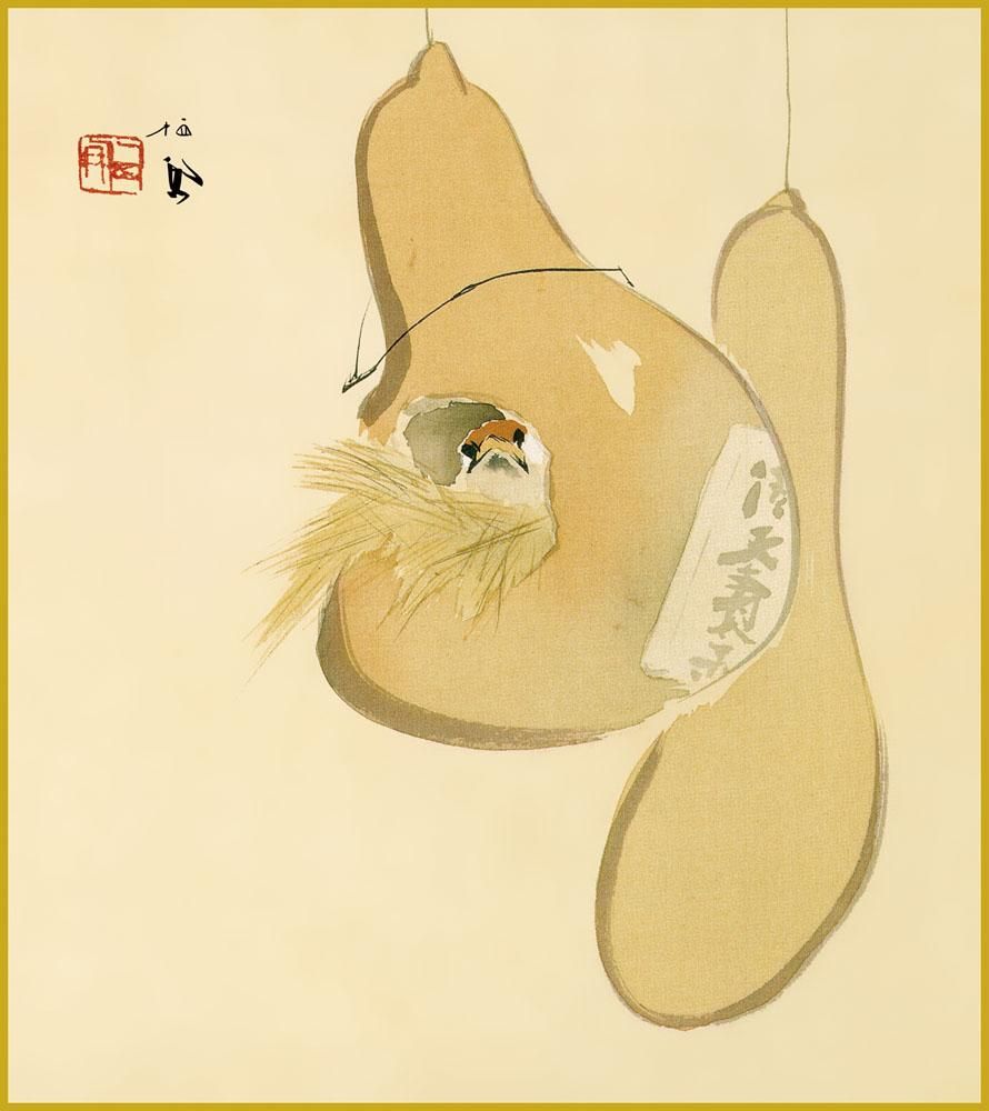 色紙 色紙掛けなし 色紙絵 和風 すずめのお宿 竹内栖鳳 モダン 掛軸 床の間 和室 おしゃれ 壁掛け 絵