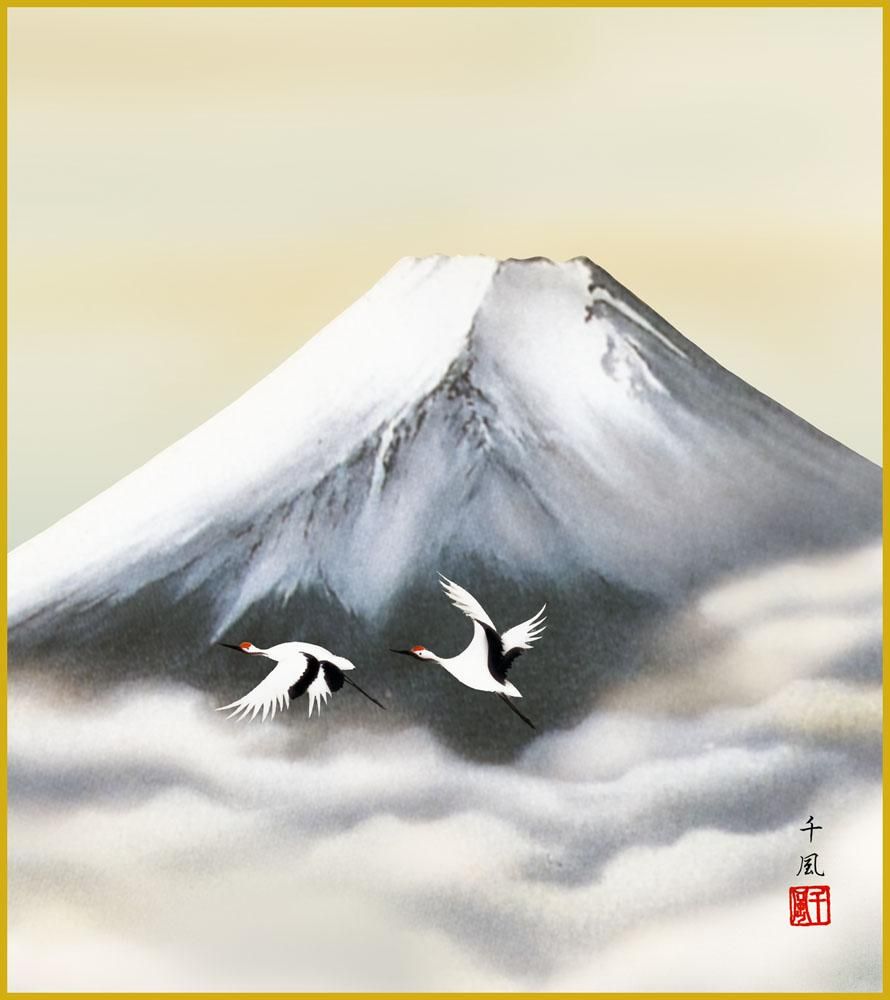 色紙 色紙掛けなし 色紙絵 和風 黎明飛翔 熊谷千風 モダン 掛軸 床の間 和室 おしゃれ 壁掛け 絵