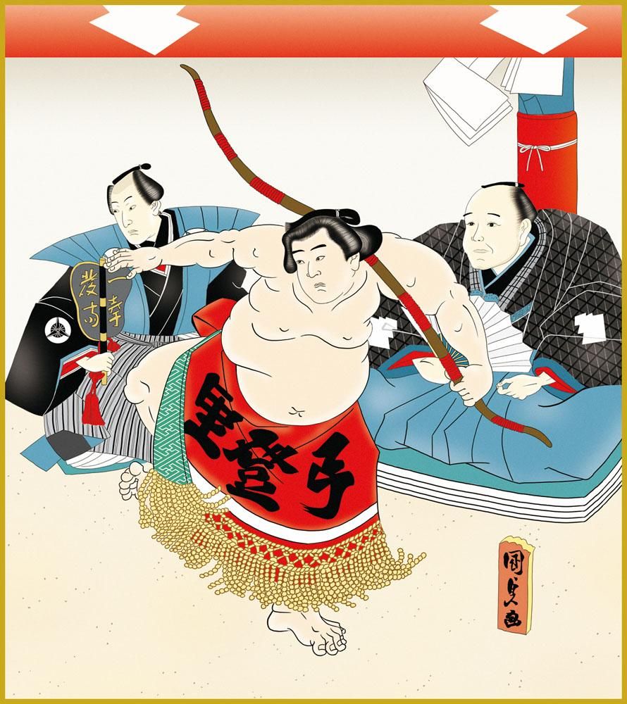 色紙 色紙掛けなし 色紙絵 和風 弓取りの図 モダン 掛軸 床の間 和室 おしゃれ 壁掛け 絵