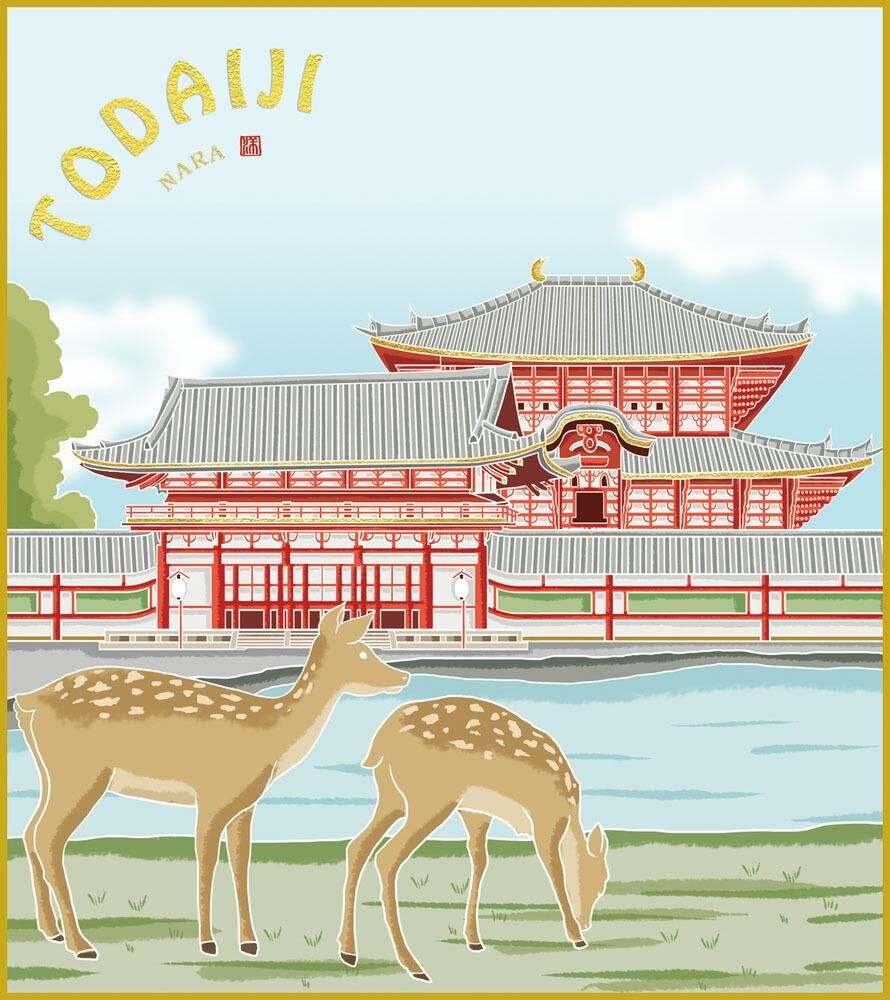 色紙 色紙掛けなし 色紙絵 和風 東大寺 モダン 掛軸 床の間 和室 おしゃれ 壁掛け 絵