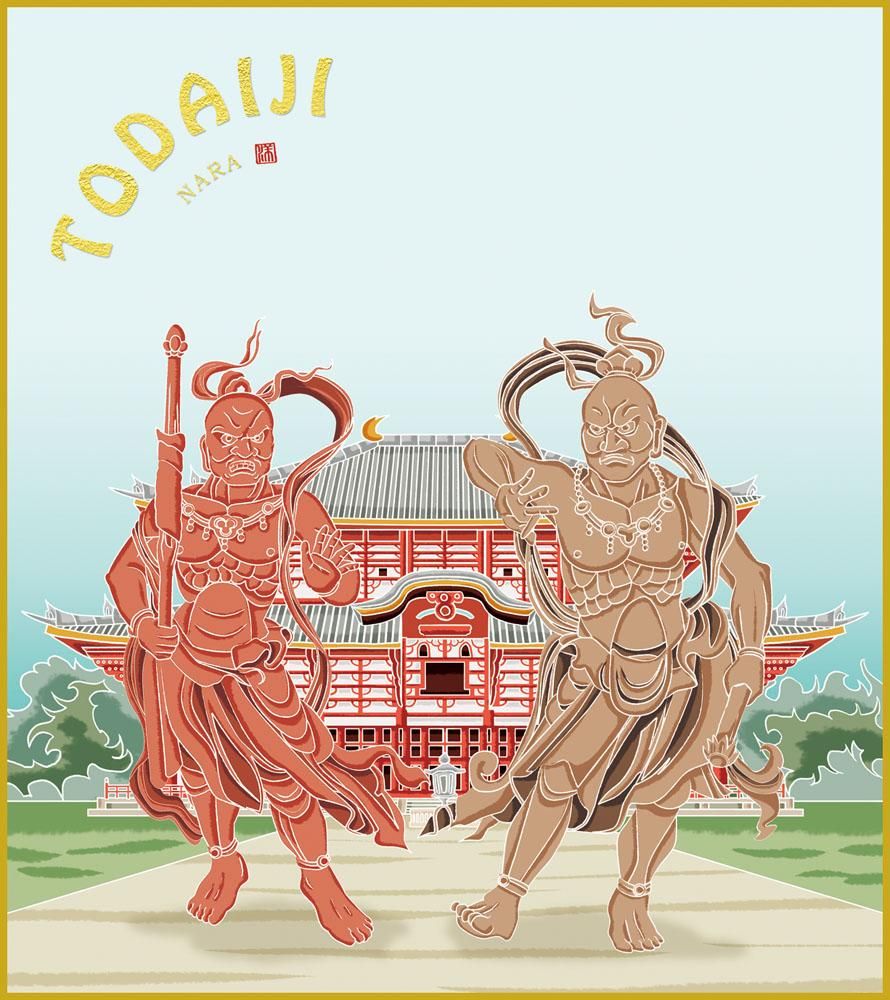色紙 色紙掛けなし 色紙絵 和風 仁王像 モダン 掛軸 床の間 和室 おしゃれ 壁掛け 絵