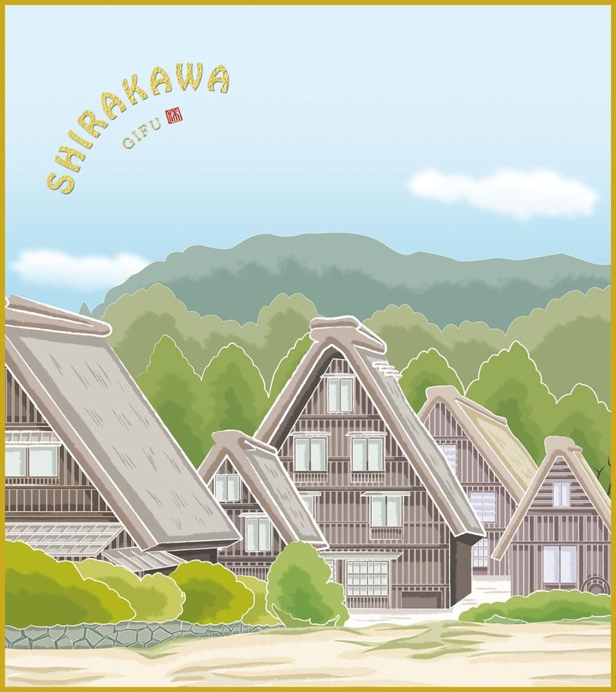 色紙 色紙掛けなし 色紙絵 和風 白川郷 モダン 掛軸 床の間 和室 おしゃれ 壁掛け 絵