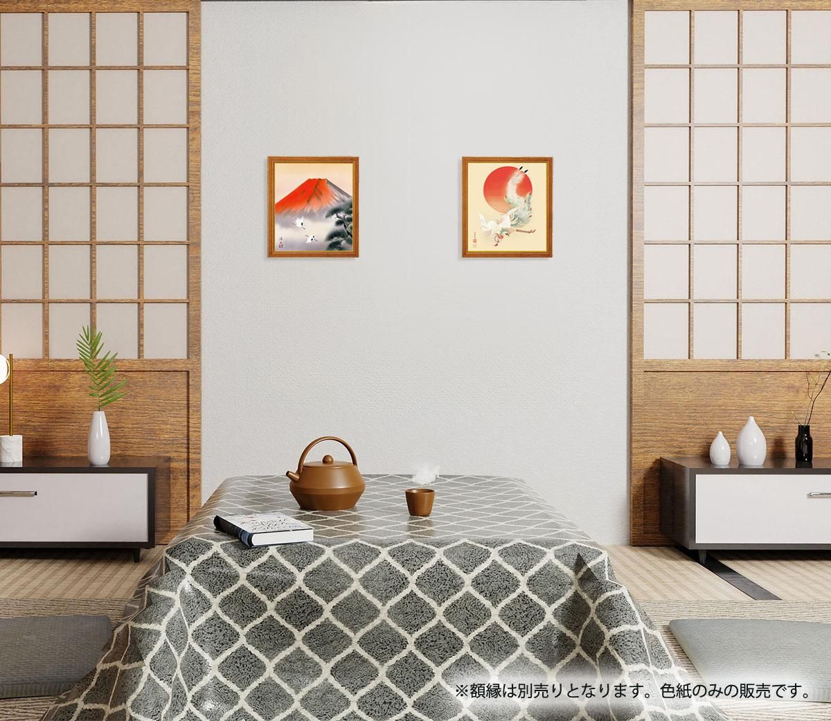 色紙 色紙掛けなし 色紙絵 和風 白川郷 菖蒲 モダン 掛軸 床の間 和室 おしゃれ 壁掛け 絵