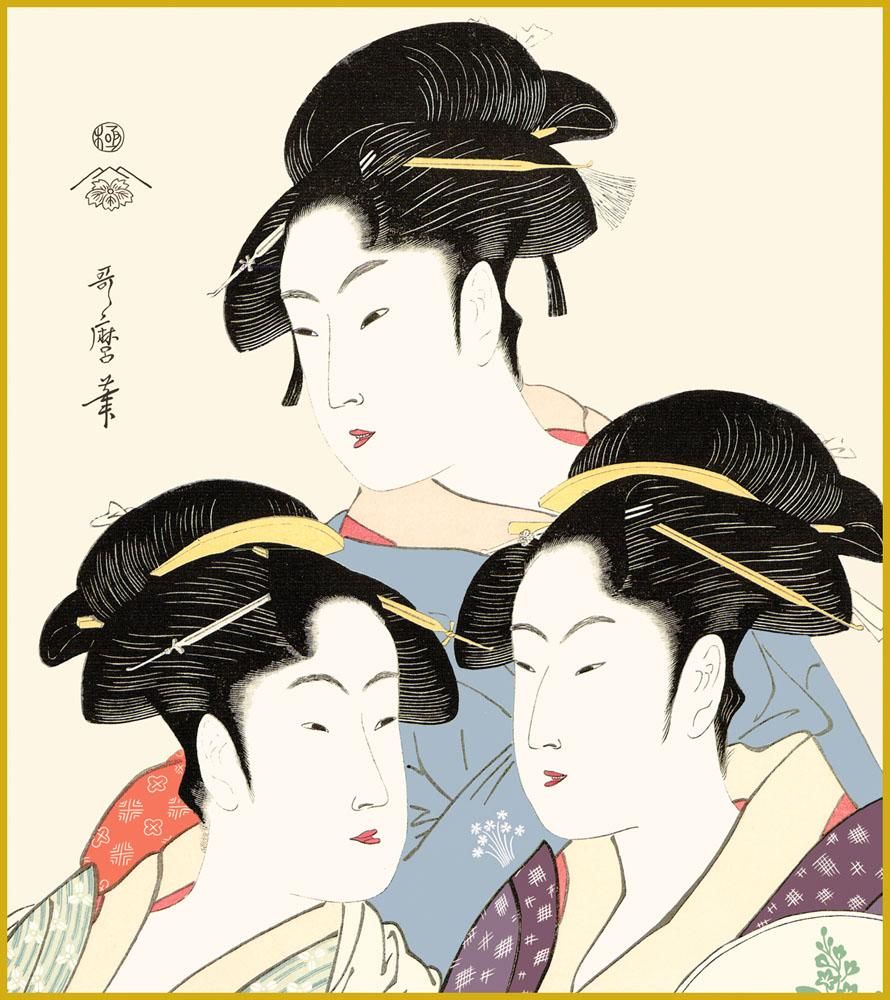 色紙 色紙掛けなし 色紙絵 和風 寛政の三美人 モダン 掛軸 床の間 和室 おしゃれ 壁掛け 絵