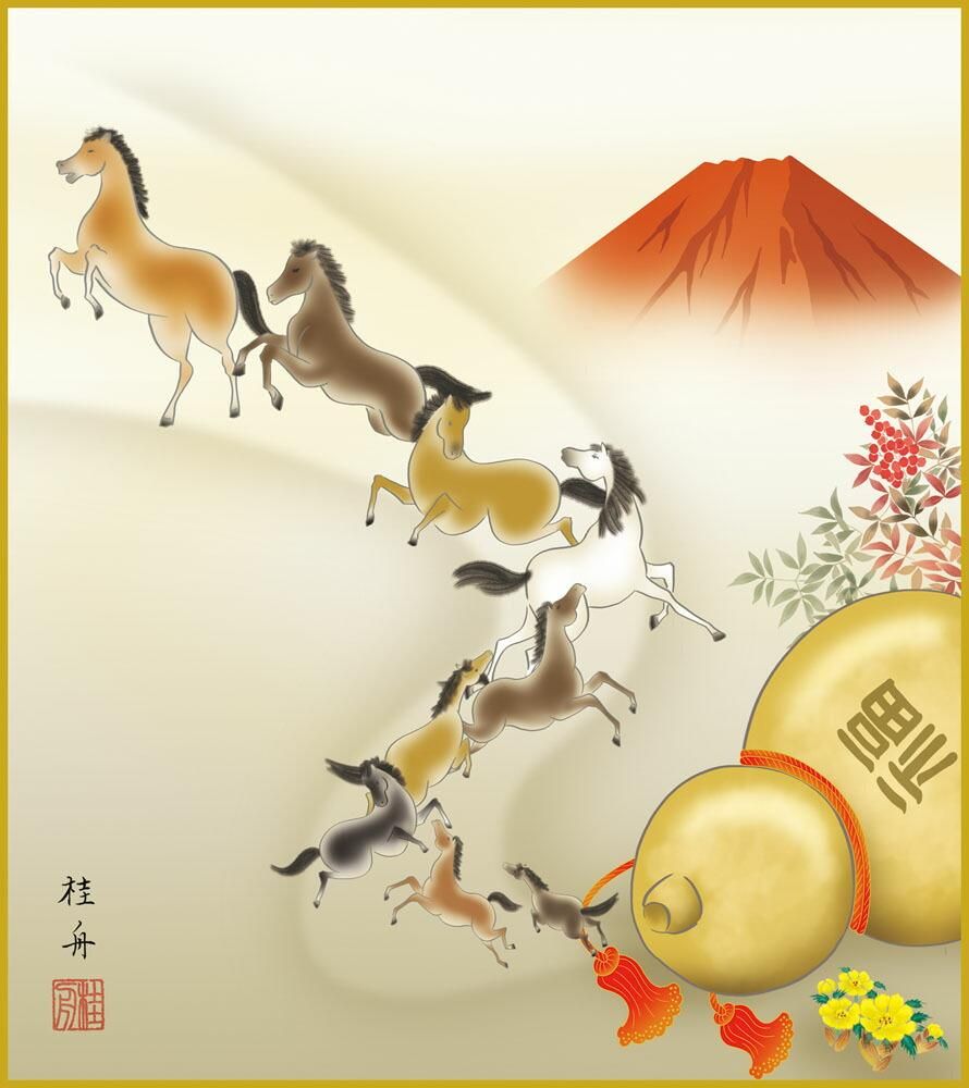 色紙 色紙掛けなし 色紙絵 和風 瓢箪から駒 モダン 掛軸 床の間 和室 おしゃれ 壁掛け 絵