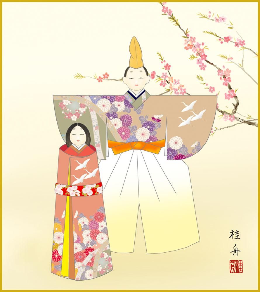 色紙 色紙掛けなし 色紙絵 和風 立雛 モダン 掛軸 床の間 和室 おしゃれ 壁掛け 絵