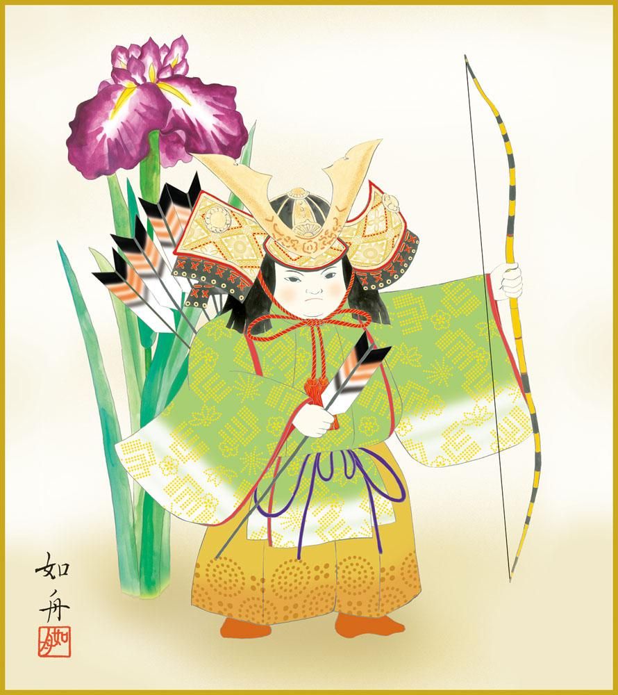 色紙 色紙掛けなし 色紙絵 和風 吉祥武者 モダン 掛軸 床の間 和室 おしゃれ 壁掛け 絵