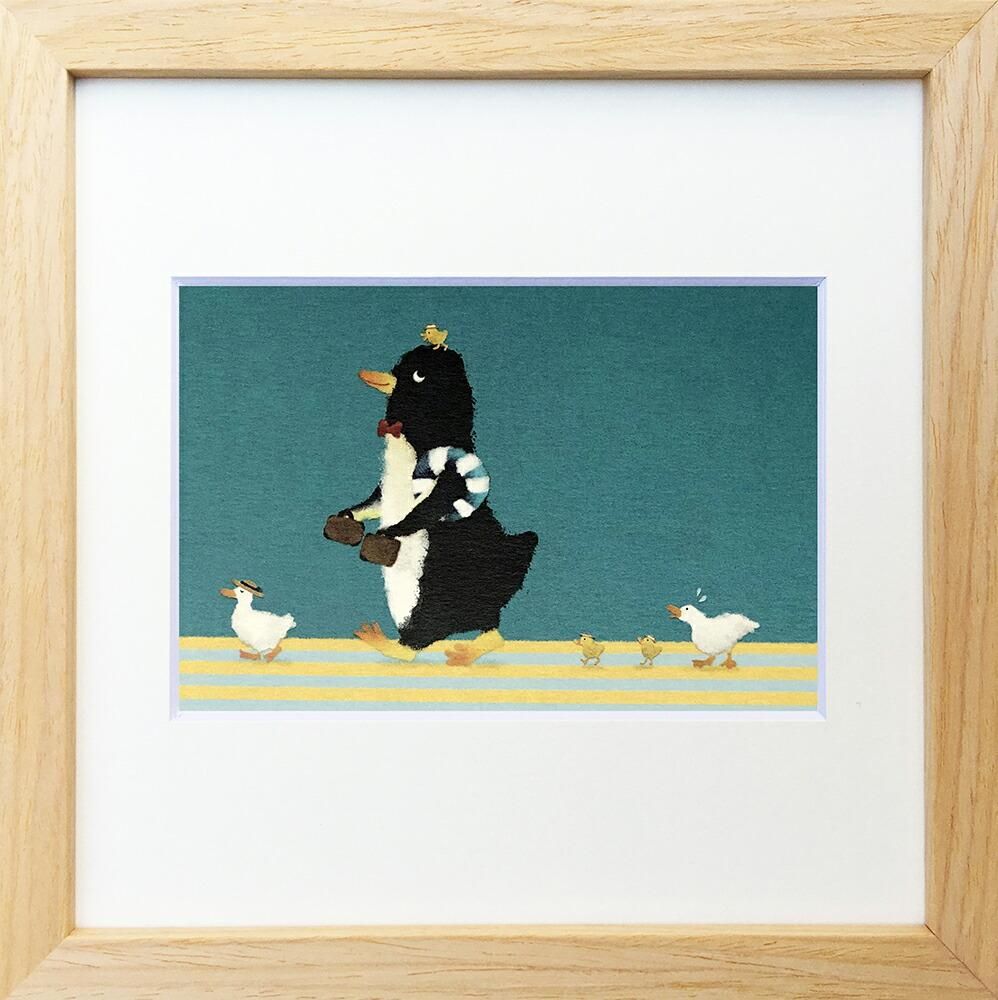 絵画 菜生(nao) 200シリーズ ペンギン アヒル家族をお出迎え プレゼント 飾る アート おしゃれ 壁掛け