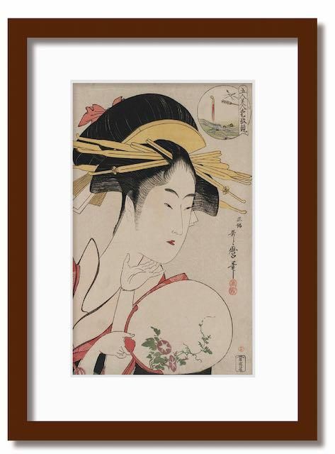 絵画 和楽シリーズ インテリアアート 喜多川 歌麿/浮世絵/美人画/五人美人愛敬競松葉屋喜瀬川