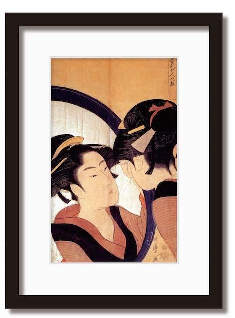 絵画 和楽シリーズ インテリアアート 喜多川 歌麿/浮世絵/美人画/姿身七人化粧