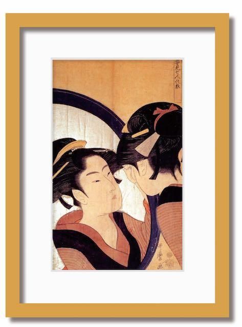 絵画 和楽シリーズ インテリアアート 喜多川 歌麿/浮世絵/美人画/姿身七人化粧