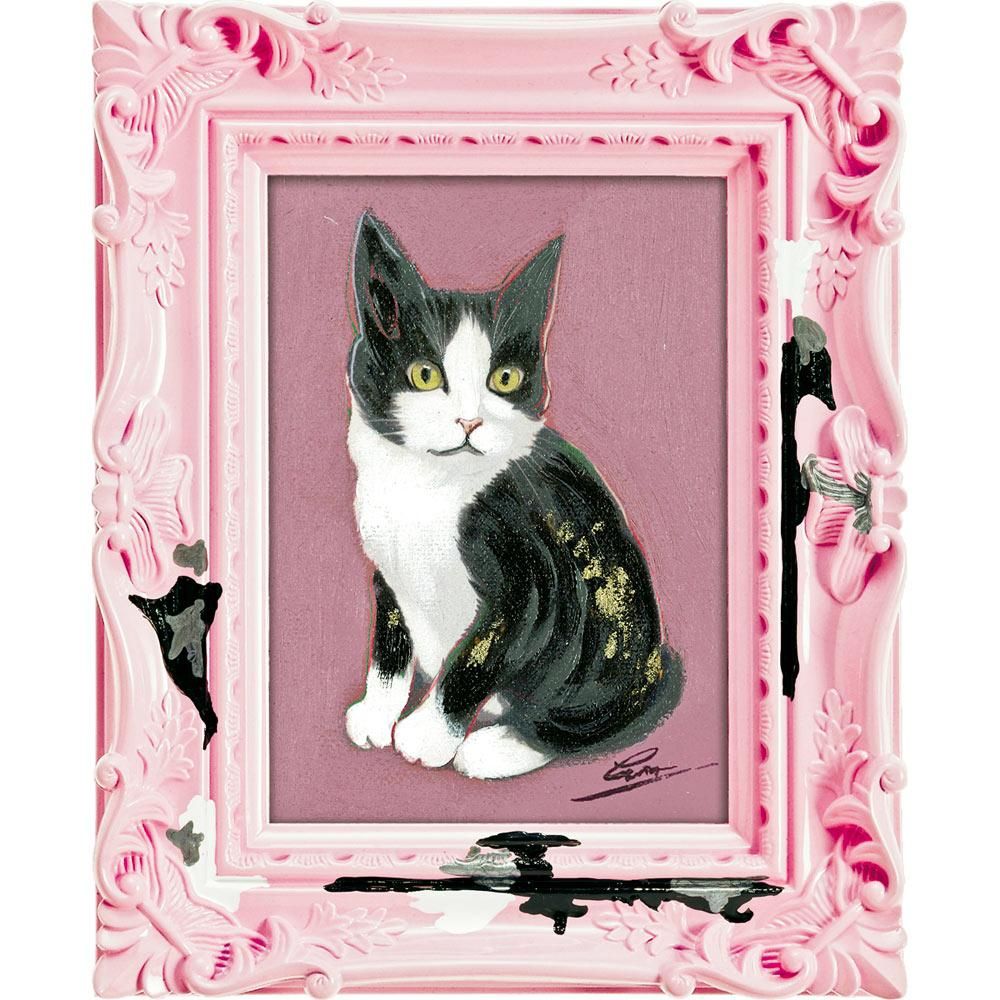 絵画 オイル ペイント アート 〜ペンキ デコフレーム シリーズ〜「ウェルカム キャット」