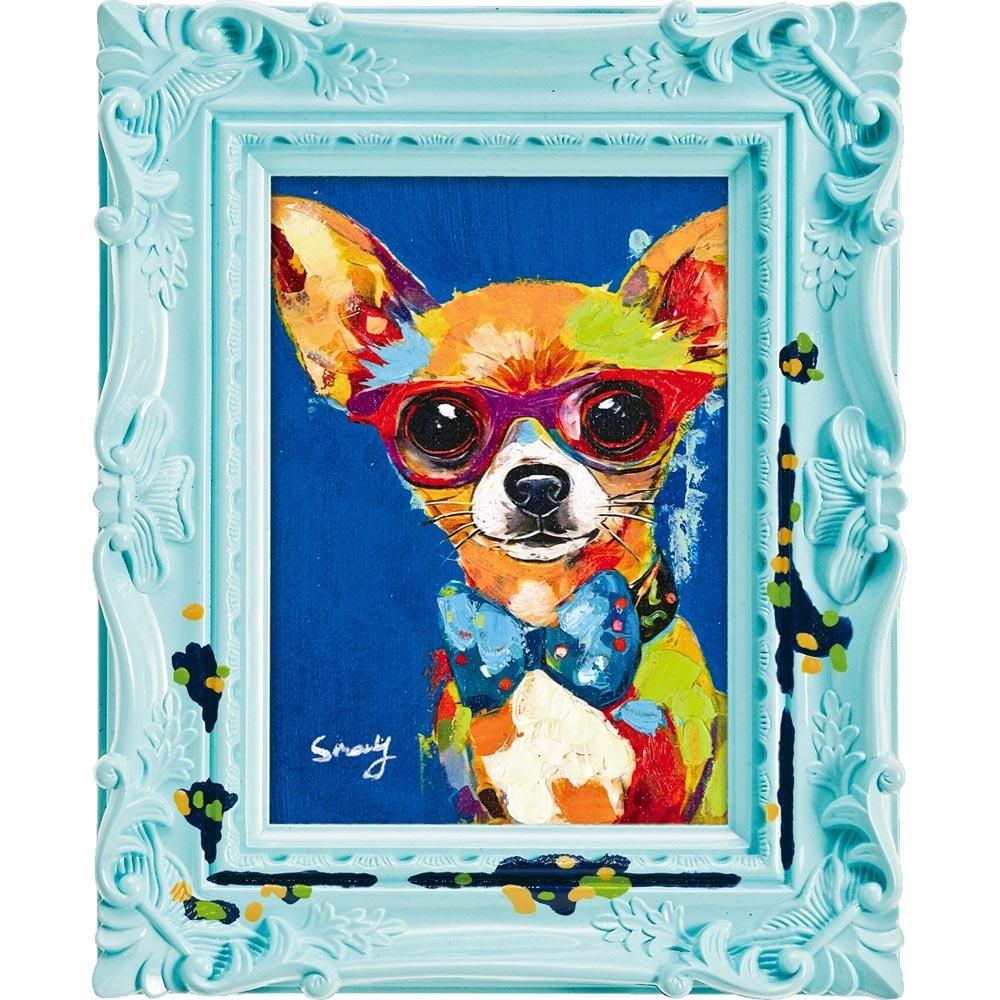 絵画 オイル ペイント アート 〜ペンキ デコフレーム シリーズ〜「ポルカドット ブルー」