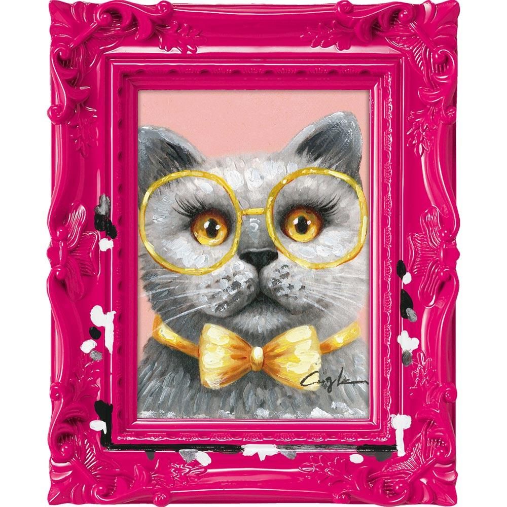 絵画 オイル ペイント アート 〜ペンキ デコフレーム シリーズ〜「マダム キャット」