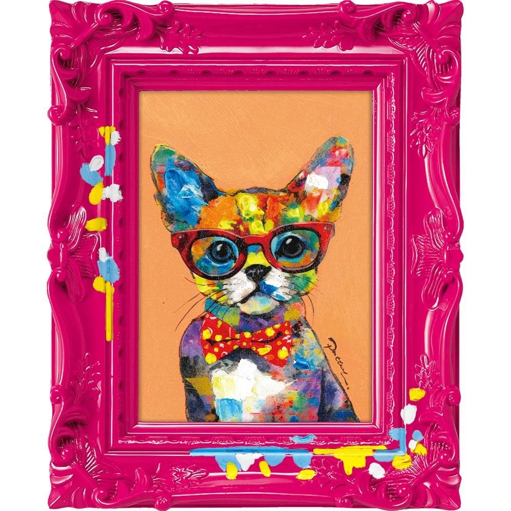 絵画 オイル ペイント アート 〜ペンキ デコフレーム シリーズ〜「ポルカドット レッド」