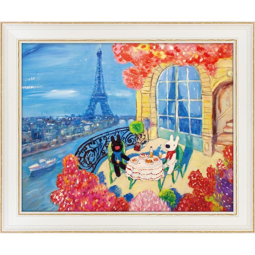 絵画 リサとガスパール アートフレーム Lサイズ「バルコニーでお祝い」