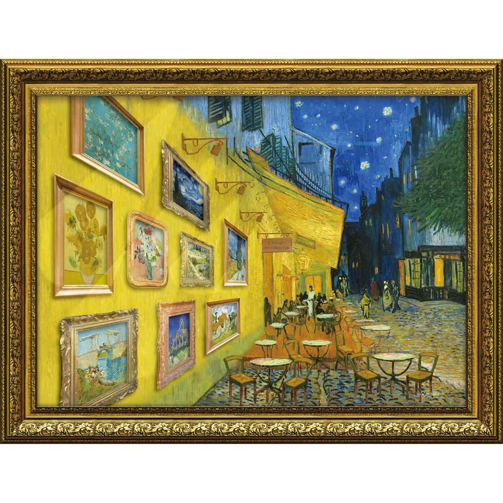 絵画 白石 創多「ゴッホの夜のカフェギャラリー」