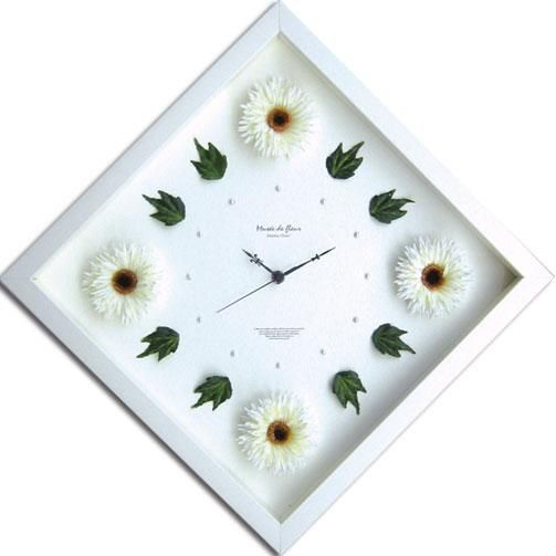 《フラワー掛け時計》Gerbera Clock Creame