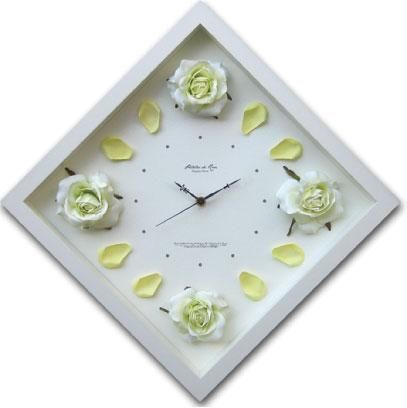 《フラワー掛け時計》Rose Clock Creame