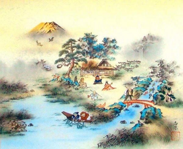 《版画》西尾志保タペストリー 「開運拾徳図」・日本画