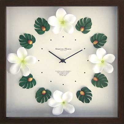 《時計》Hawaiian clock Plumeria White (ハワイアン クロック プルメリア ホワイト)