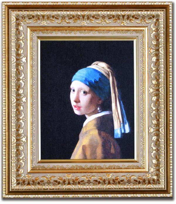 本格復刻画・名画》真珠の耳飾りの少女(青いターバンの少女)(額付き
