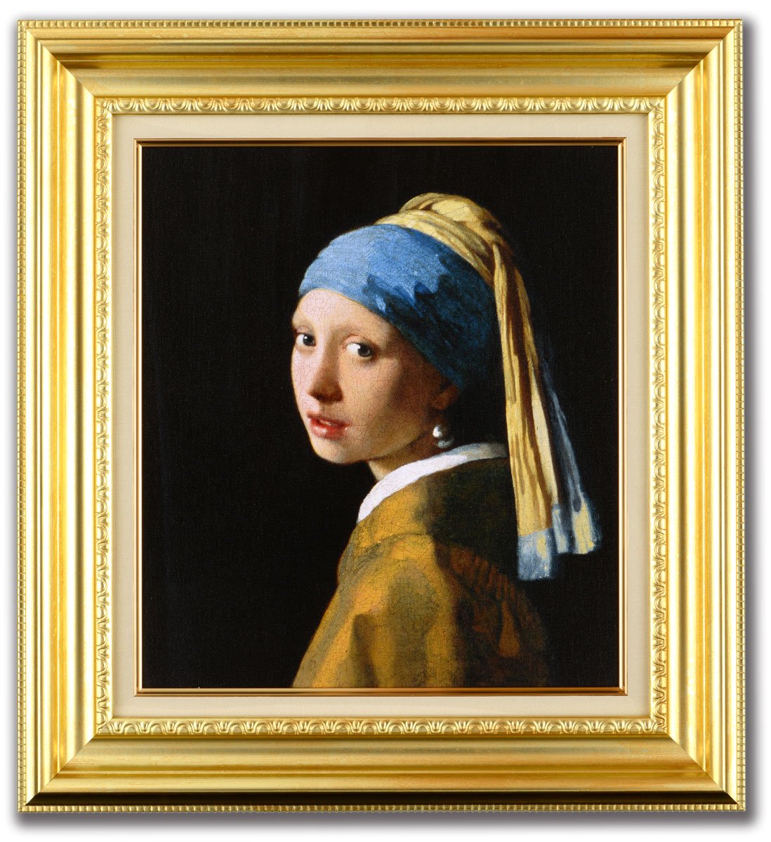 本格復刻画・名画》真珠の耳飾りの少女(青いターバンの少女)(額付き