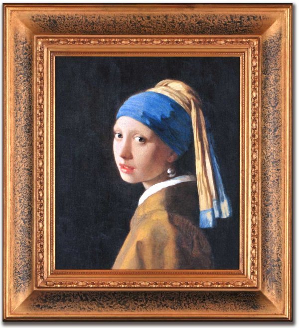 《本格復刻画・名画》真珠の耳飾りの少女（青いターバンの少女）（額付き）デラックス版 フェルメール