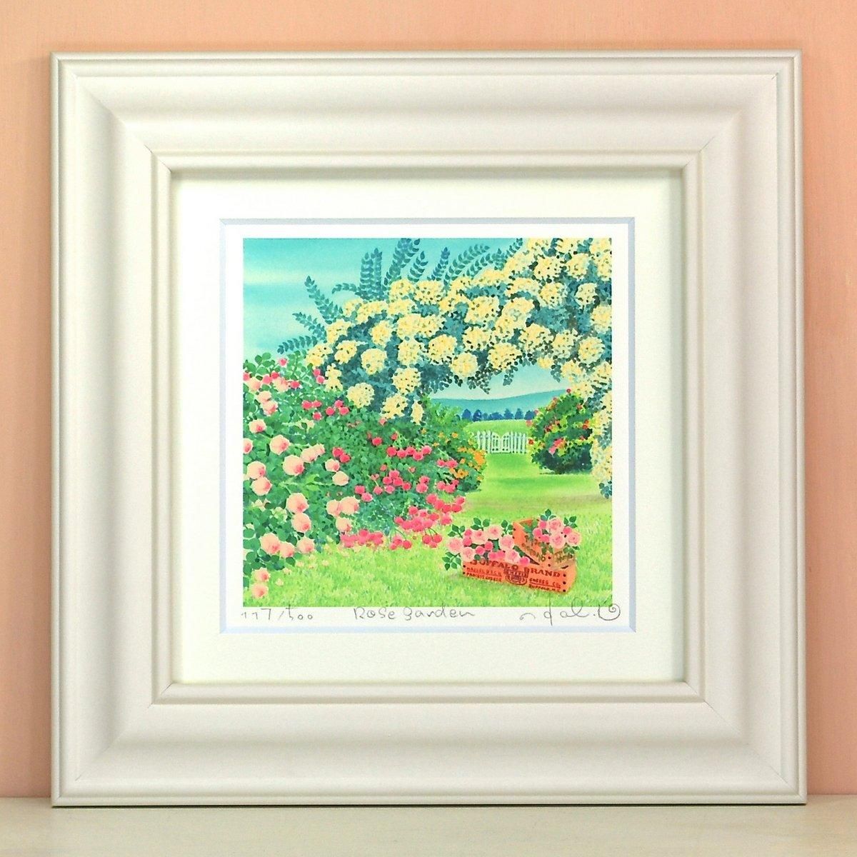 《絵画 水彩画》Rose garden〔栗乃木ハルミ くりのきはるみ 〕