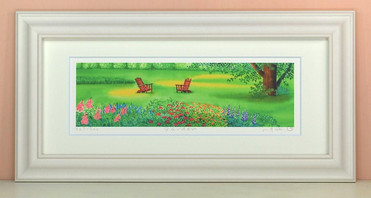 《絵画 水彩画》garden〔栗乃木ハルミ くりのきはるみ 〕